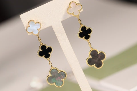Van Cleef & Arpels Midnight Clover Cascade Long Earrings