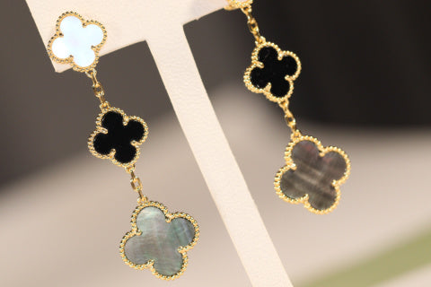 Van Cleef & Arpels Midnight Clover Cascade Long Earrings