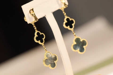 Van Cleef & Arpels Midnight Clover Cascade Long Earrings