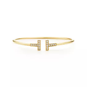 Tiffany T Diamond Wire Bracelet in Yellow Gold