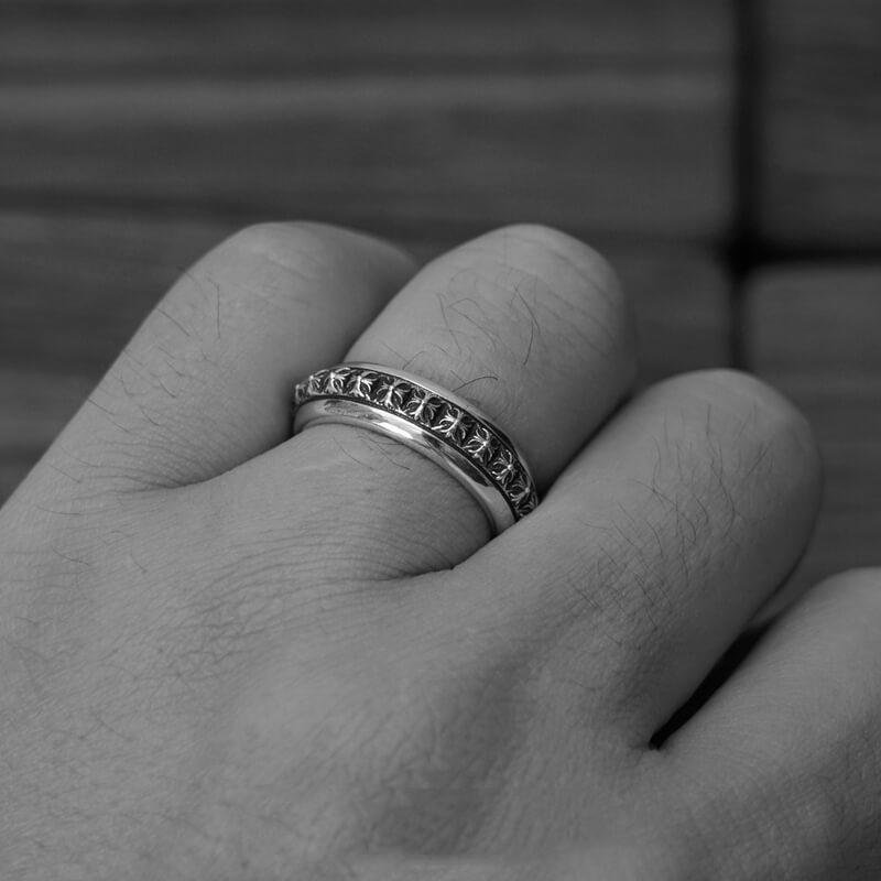 Chrome Hearts Plus Pyramid Open Band Ring