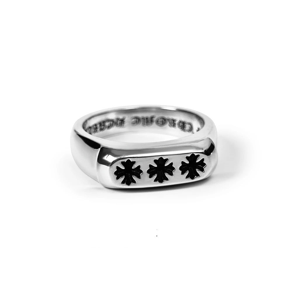 Chrome Hearts Triple CH Plus Flat Ring