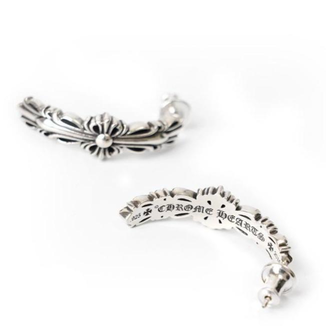 Double Floral Cross Hoop Earring