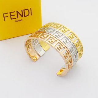 FENDI FF Geometric Open Cuff Bracelet