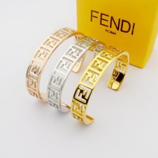 FENDI FF Geometric Open Cuff Bracelet