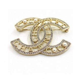 CHANEL Signature Script CC Frame Brooch
