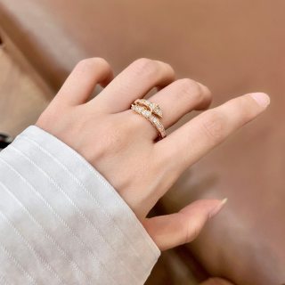 Bvlgari Rose Gold Bow Crystal Ring – Elegant Luxury Jewelry