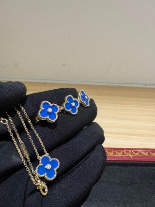 Van Cleef & Arpels Sapphire Clover Clip-On Earrings