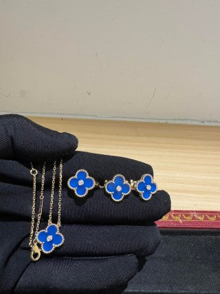Van Cleef & Arpels Sapphire Clover Clip-On Earrings