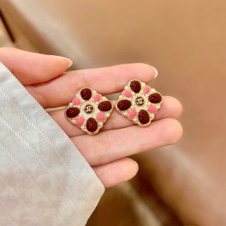 CHANEL Rosaline Ruby Bloom Stud Earrings