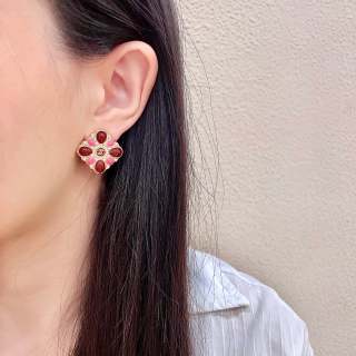 CHANEL Rosaline Ruby Bloom Stud Earrings
