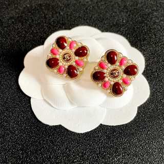 CHANEL Rosaline Ruby Bloom Stud Earrings