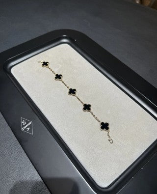 Van Cleef & Arpels Black Onyx Alhambra 5-Motif Bracelet