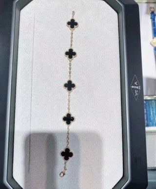 Van Cleef & Arpels Black Onyx Alhambra 5-Motif Bracelet