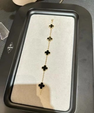 Van Cleef & Arpels Black Onyx Alhambra 5-Motif Bracelet