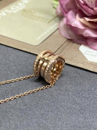 Bvlgari Rose Gold Spiral Circle Pendant Necklace – Elegant Luxury Jewelry