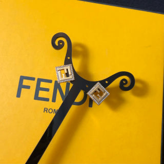 Fendi Bellara FF Pavé Square Stud Earrings