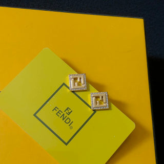 Fendi Bellara FF Pavé Square Stud Earrings