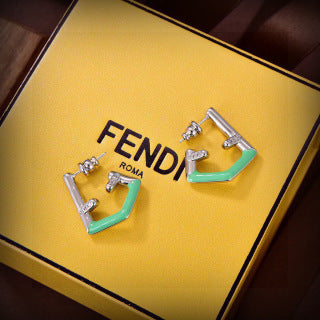 FENDI Crystal FF Geometric Drop Earrings