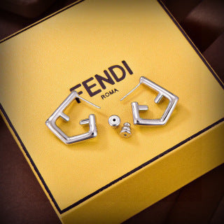 FENDI Crystal FF Geometric Drop Earrings