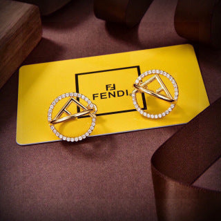 FENDI Crystal FF Oval Frame Stud Earrings