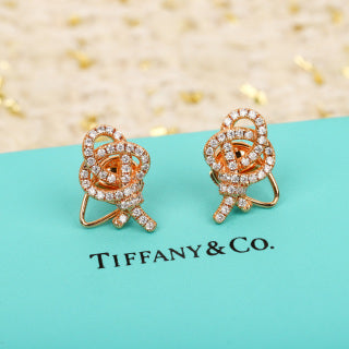 Tiffany Pavé diamond key stud earrings