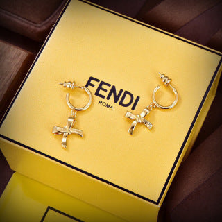 FENDI Ribbon FF Hoop Earrings