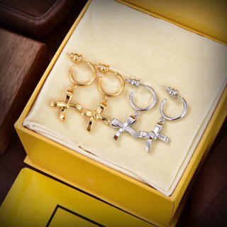 FENDI Ribbon FF Hoop Earrings