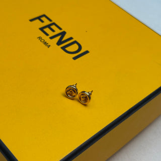 Fendi Aurelia FF Mini Circle Logo Stud Earrings