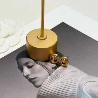 Fendi Aurelia FF Mini Circle Logo Stud Earrings