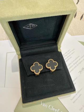 Van Cleef & Arpels Black Onyx Clover Earrings