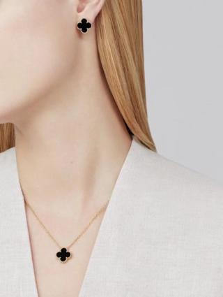 Van Cleef & Arpels Black Onyx Clover Earrings