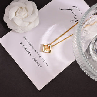 FENDI FF Dual Frame Pendant Necklace