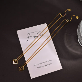 FENDI FF Dual Frame Pendant Necklace