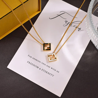 FENDI FF Dual Frame Pendant Necklace