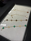 Van Cleef & Arpels Malachite and Diamond 5-Motif Clover Bracelet