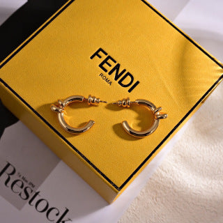 FENDI Curved FF Hoop Stud Earrings