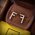 FENDI Crystal FF Geometric Stud Earrings
