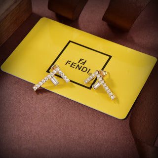 FENDI Crystal FF Geometric Stud Earrings