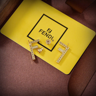 FENDI Crystal FF Geometric Stud Earrings