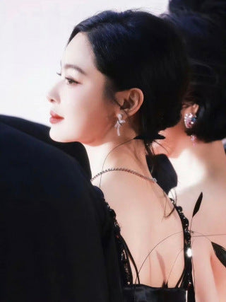 CHANEL Bellarienne Crystal Bow Stud Earrings