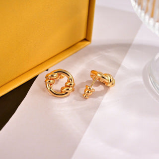 FENDI Twisted FF Loop Stud Earrings