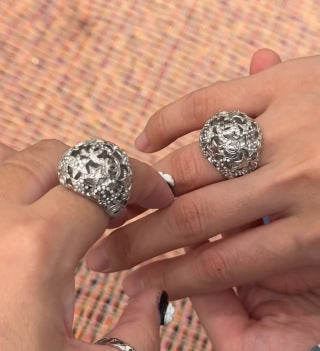 CHANEL Valerisse Silver Ornamental Statement Ring
