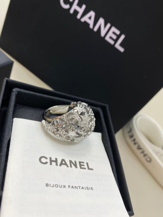CHANEL Valerisse Silver Ornamental Statement Ring