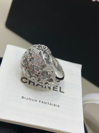CHANEL Valerisse Silver Ornamental Statement Ring