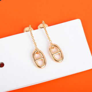 Hermès Chaine d’Ancre Oval Drop Link Earrings