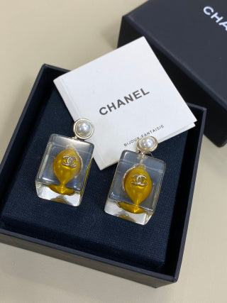 CHANEL Solara Amber Glass Charm Earrings