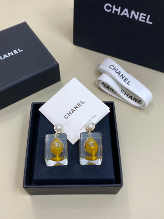 CHANEL Solara Amber Glass Charm Earrings