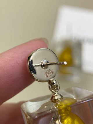 CHANEL Solara Amber Glass Charm Earrings