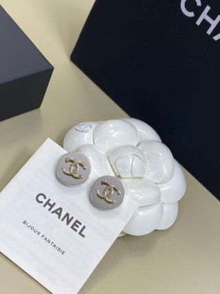 CHANEL Alveria Pearl Tone Signature Stud Earrings